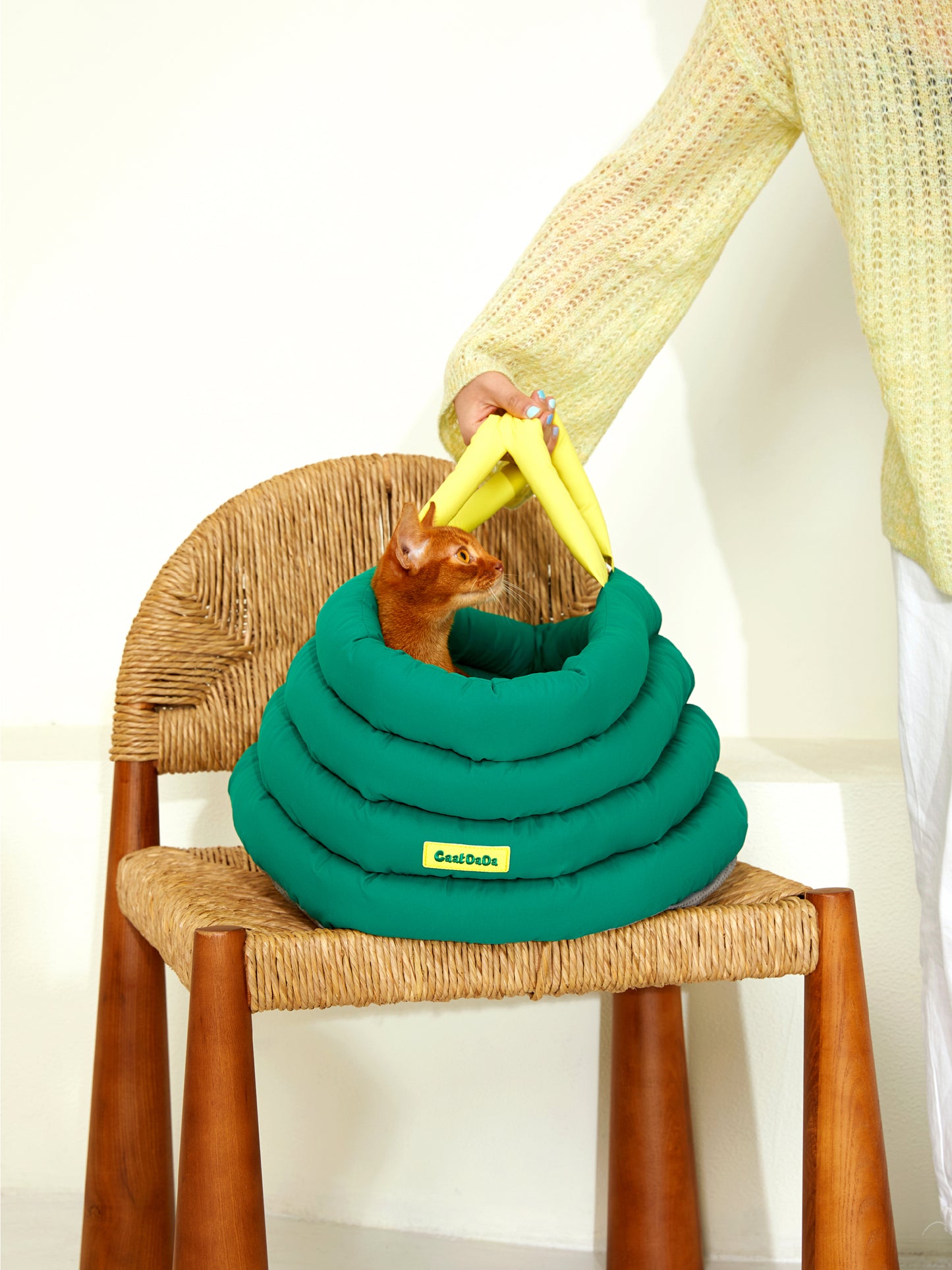 Magic Cuddle Cauldron – Cozy Cat Bed for All Seasons in Mossy Green | CaatDada