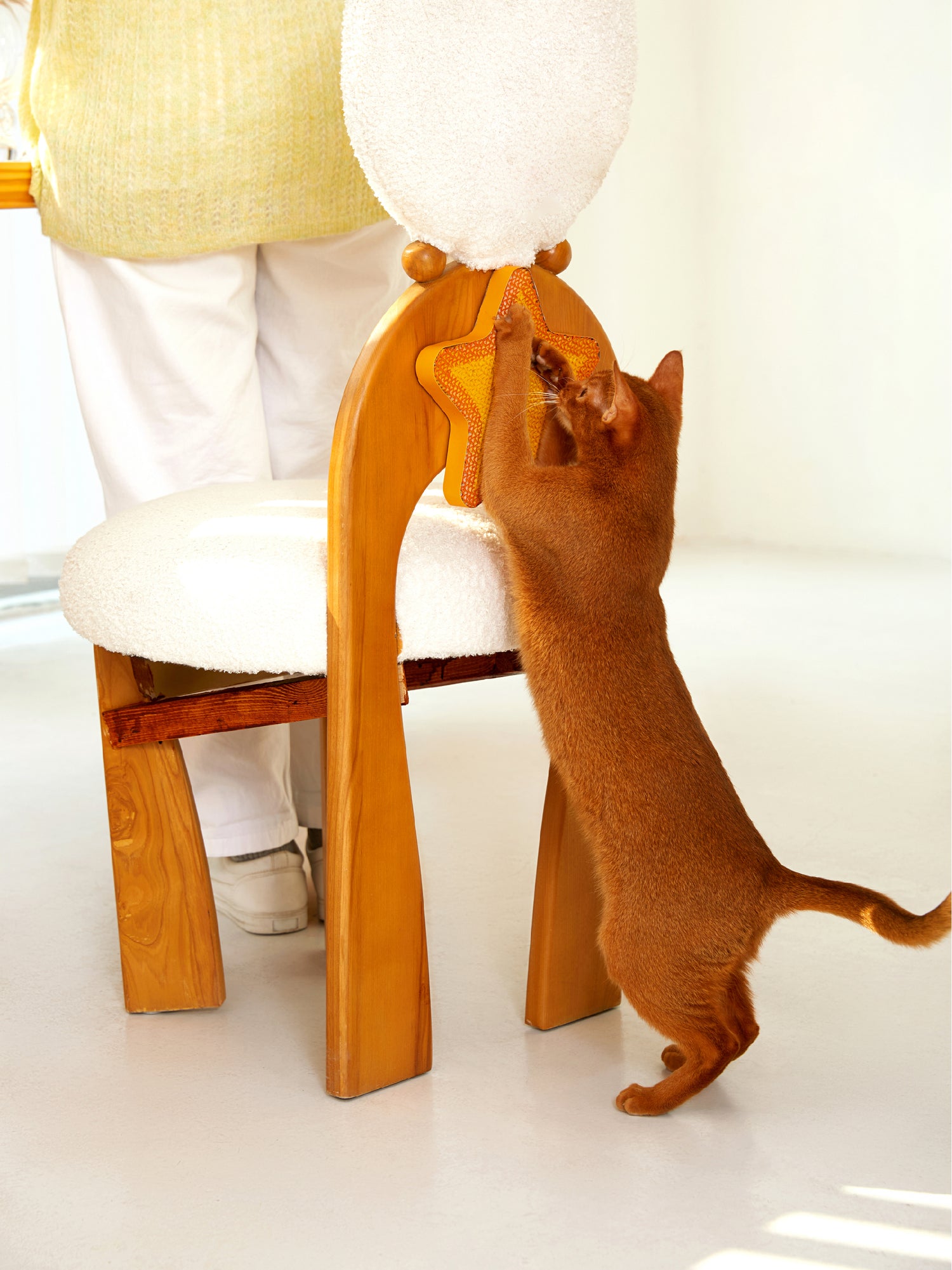 Orange star-shaped durable cat scratcher with eco-friendly materials